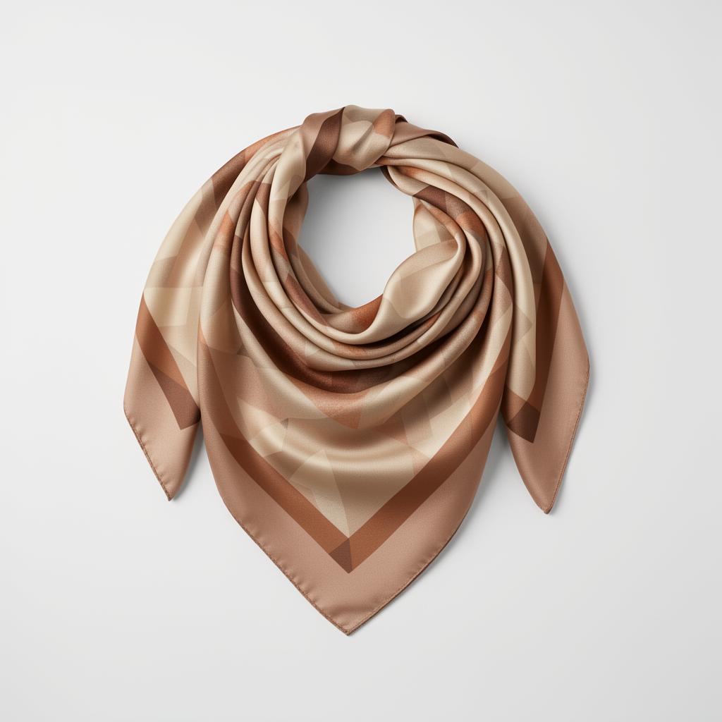 Geometric Silk Scarf - Earth Tones